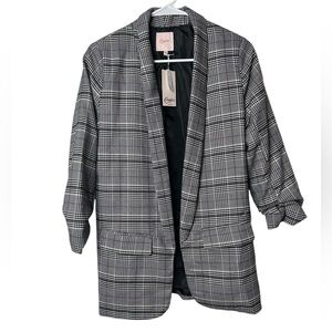 NWT Candie’s‎ Plaid Jacket Coat Blazer Suit Separate Women’s Size M White/Black